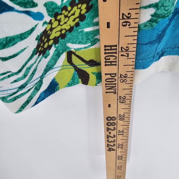 Chico’s Blue Floral Short Sleeve Knit Resort Top Size 2 US 12 Tropical Casual - Picture 5 of 6